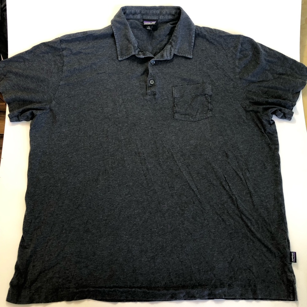 Patagonia Mens XXL Short Sleeve Polo Shirt Organic Cotton Dark Gray